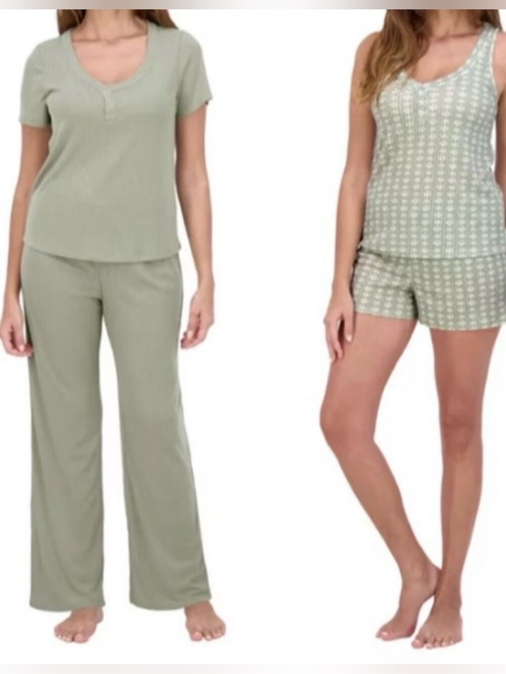 NWOT Live 2 Lounge Sage 4-Piece Pointelle Lounge Pajama Set – XL